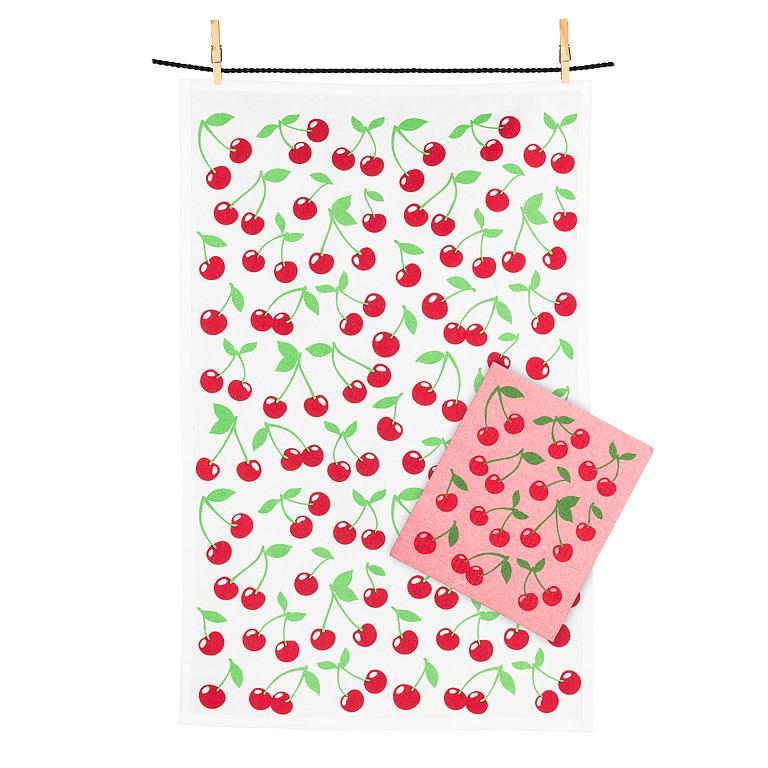 Cherries Kitchen Towel and Swedish cloth