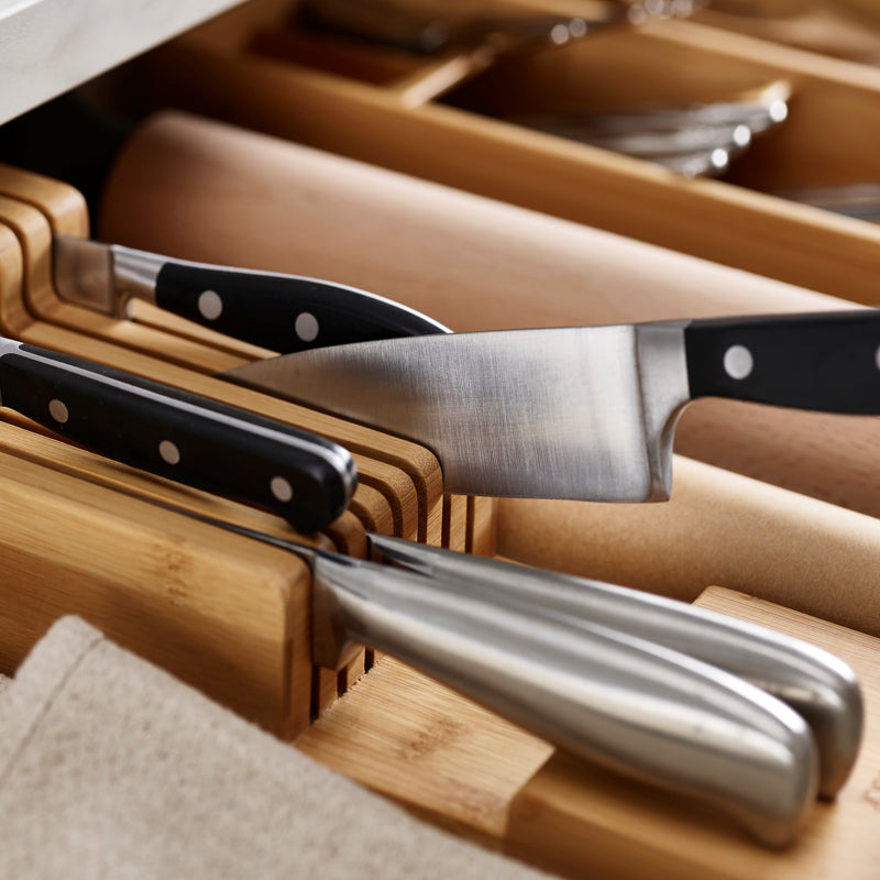 DrawerStore Bamboo 2 Tier Knife Organizer