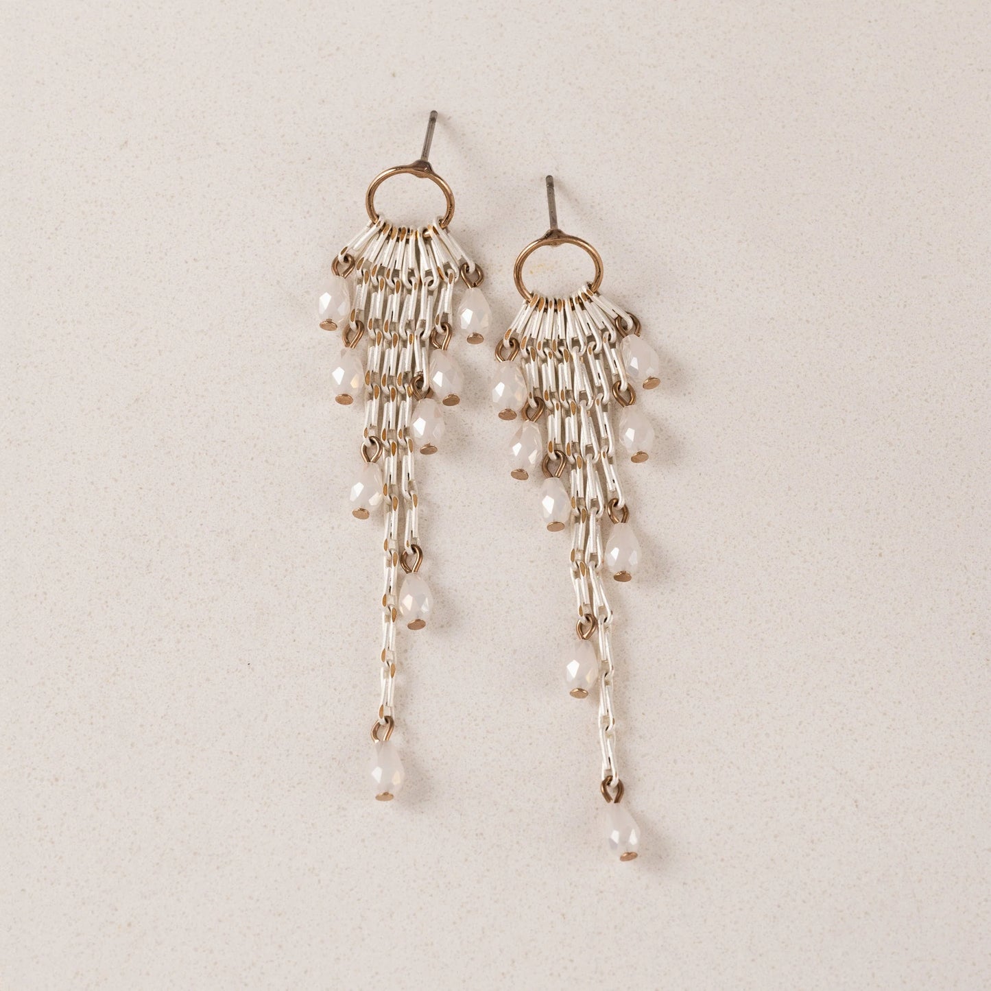 Cascade Drop Earrings White