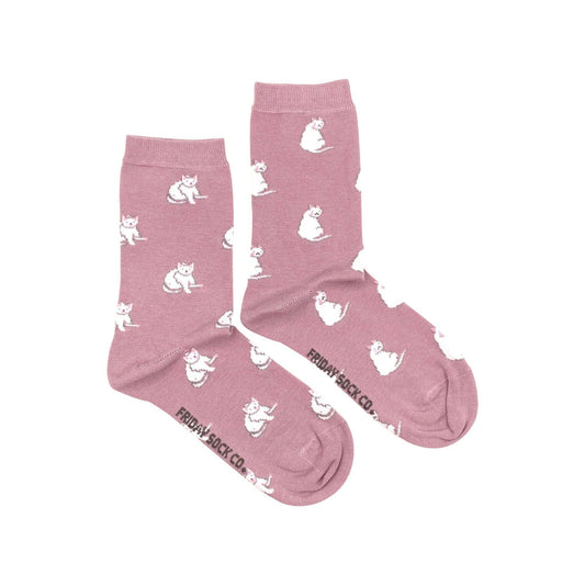 Cat Socks for Women | White Cat | Cute Gifts | Mismatched