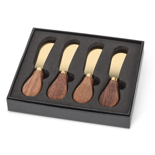 Walnut Handled Gold Pate Spreader Set/4