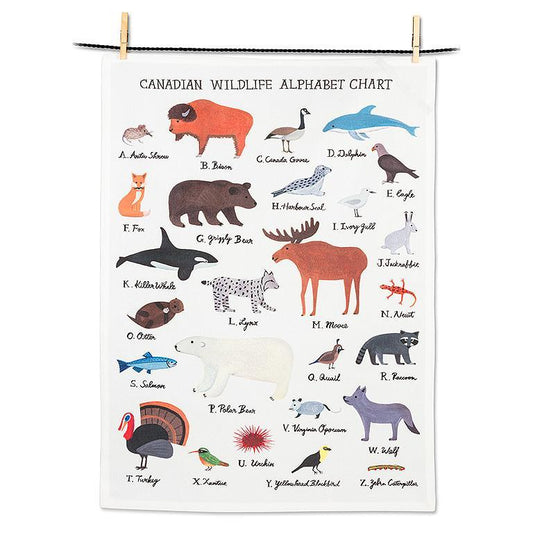 Wildlife alphabet kitchen towel