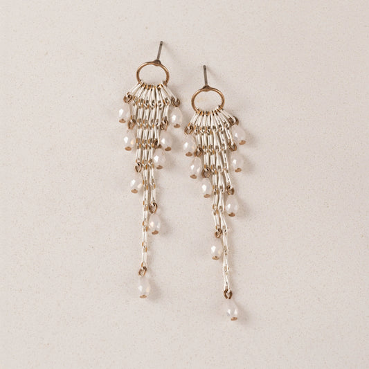 Cascade Drop Earrings White