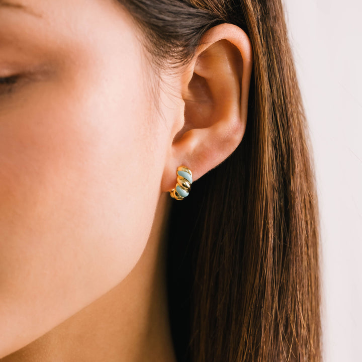 Croissant Enamel Hoop Earrings