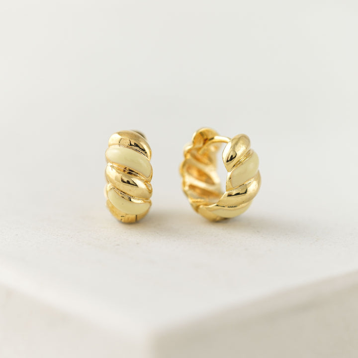 Croissant Enamel Hoop Earrings