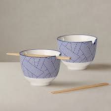 Kiri Porcelain 5” Noodle bowl with chopsticks Set/2