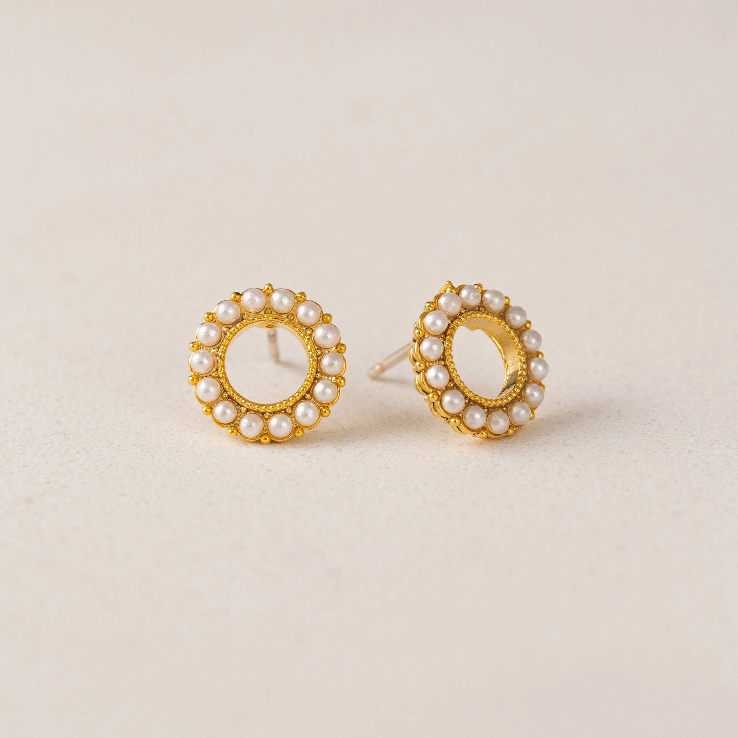 Kismet Stud Earrings Gold Pearl