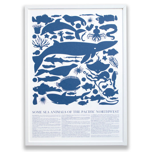 Blue Sea Animals of the Pacific Northwest Poster