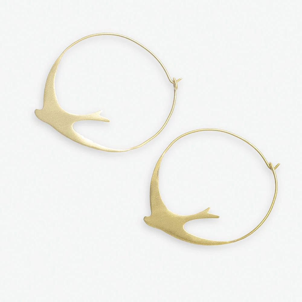 Amelia Circle Bird Hoop Earring