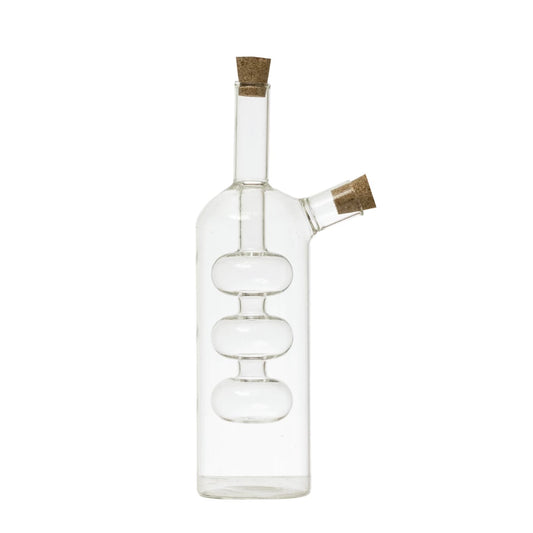 Hand Blown Glass Oil and Vinegar Cruet with cork stoppers