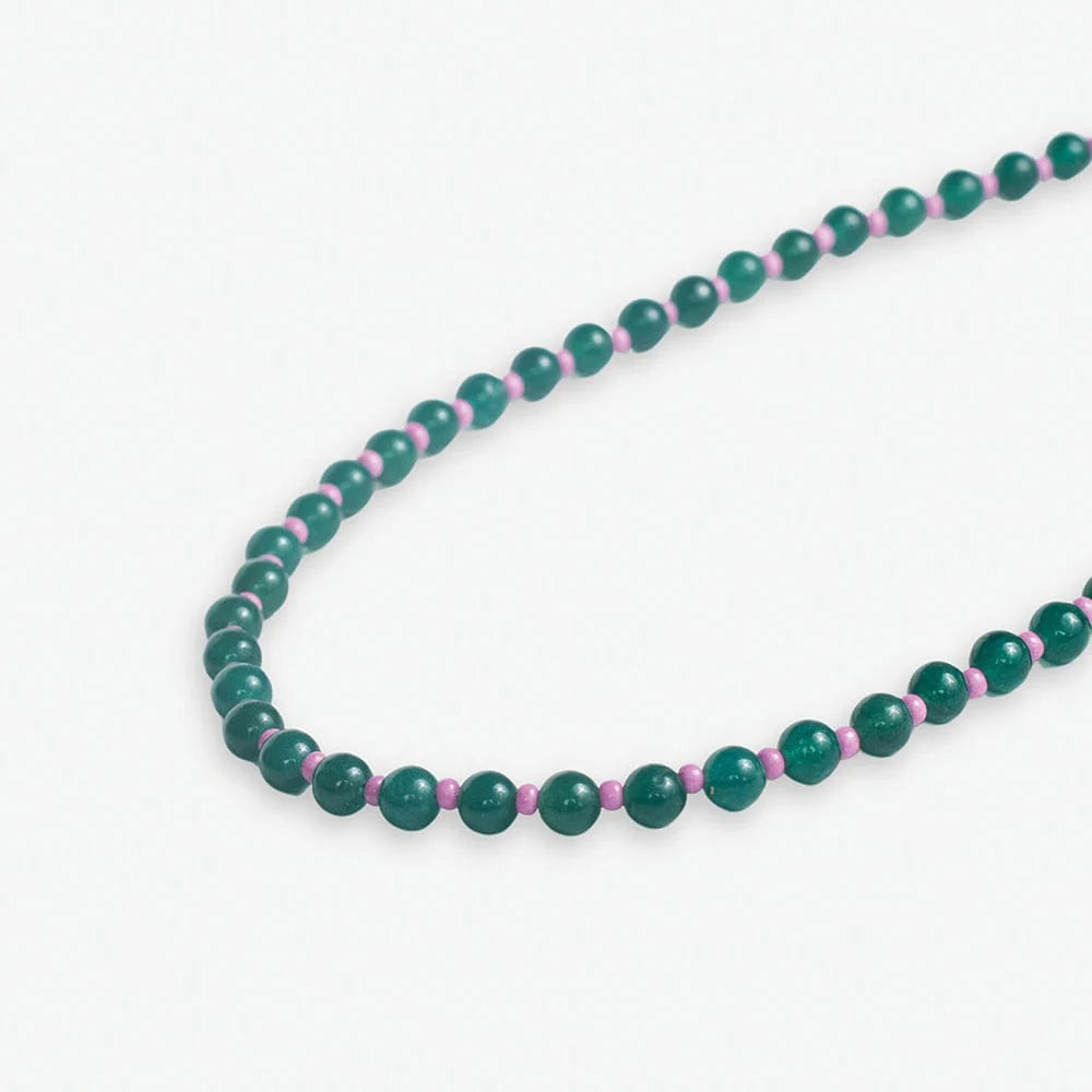 Drew Round Stone seed bead necklace