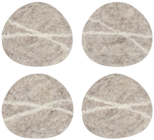 Striato Felt Coaster Set/4- Flint