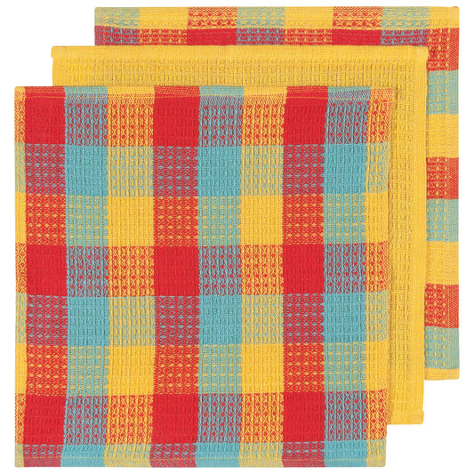 Check Lemon Yellow Dishcloths Set/3