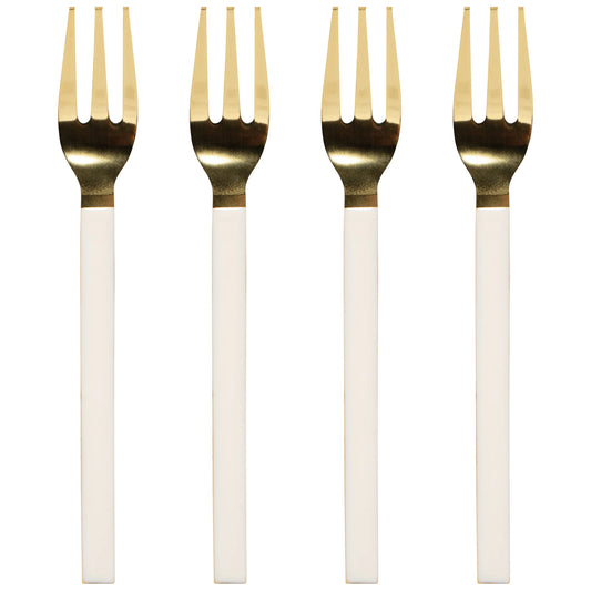 Dessert Forks Set 4 Ivory/Gold