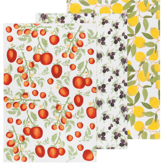 Mediterranean Bakers Floursack Dishtowels Set/3
