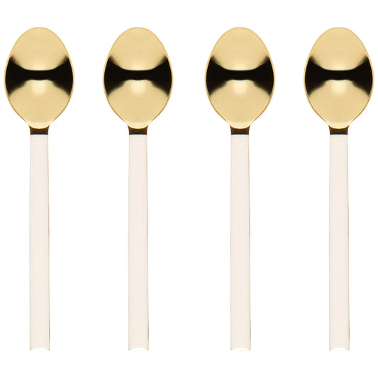 Dessert Spoons Set 4 Ivory/Gold