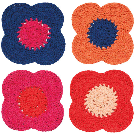 Poppy Crochet Coasters set 4