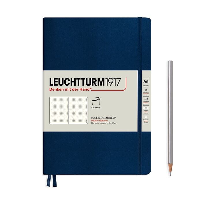 Leuchtturm Notebooks Navy Leuchtturm A5 Medium Softcover Notebook Dotted