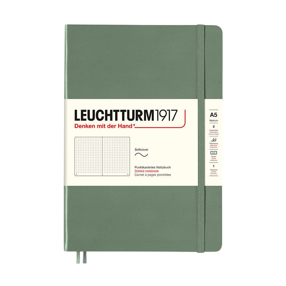 Leuchtturm Notebooks Olive Leuchtturm A5 Medium Softcover Notebook Dotted