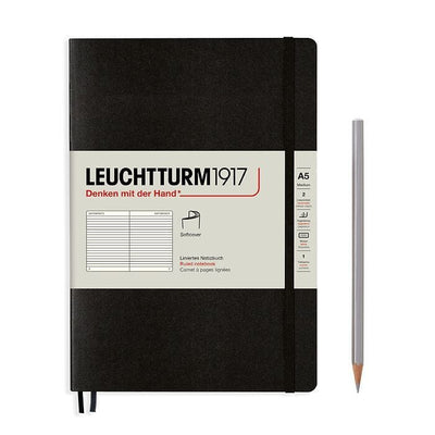 Leuchtturm Notebooks Black Leuchtturm A5 Medium Softcover Notebook Lined