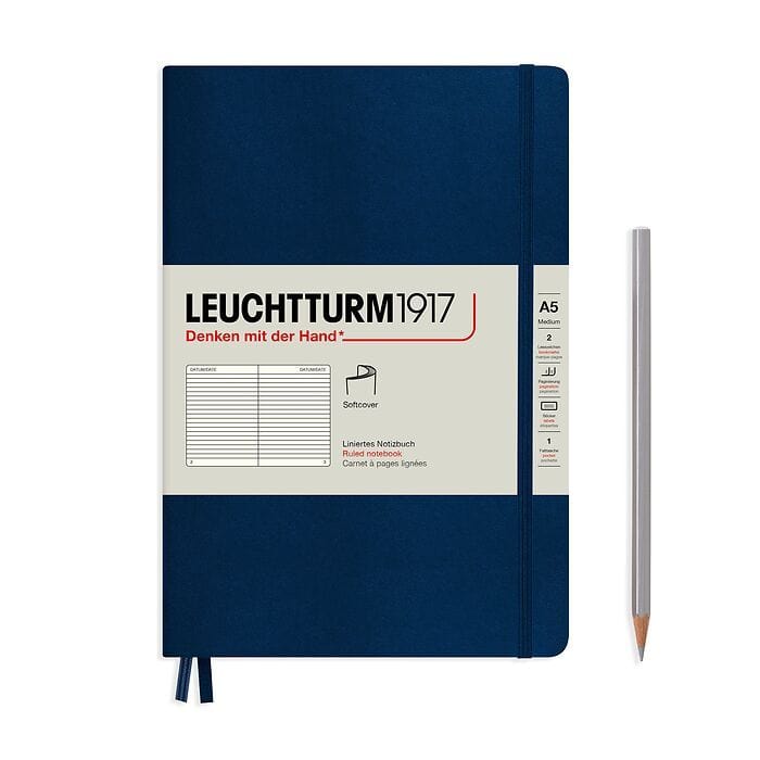 Leuchtturm Notebooks Navy Leuchtturm A5 Medium Softcover Notebook Lined