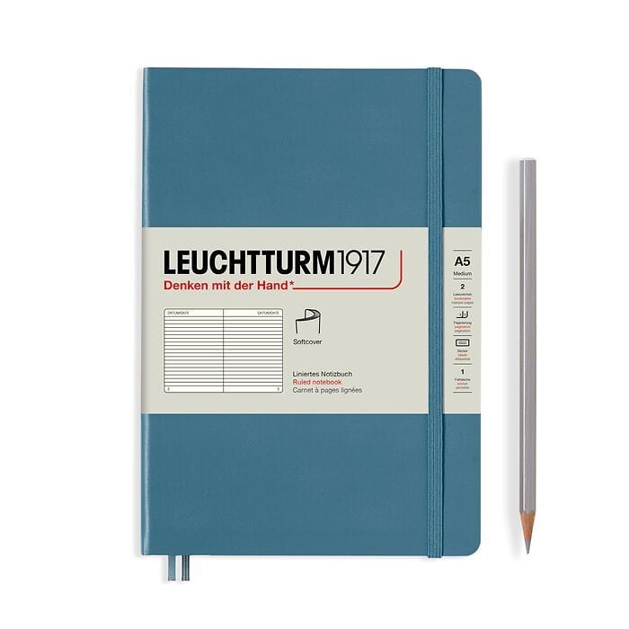 Leuchtturm Notebooks Stone Blue Leuchtturm A5 Medium Softcover Notebook Lined