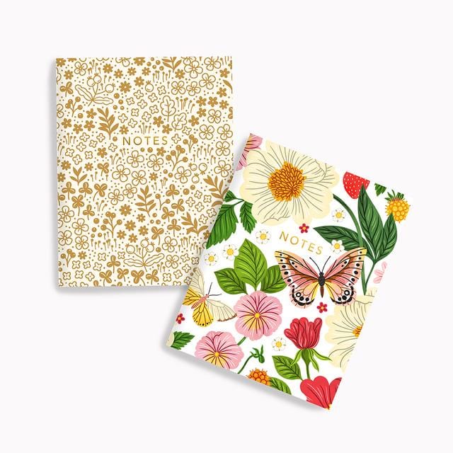 Linden Paper Co Notebooks & Notepads Golden Meadows+Butterfly Floral Pocket Notebooks Set