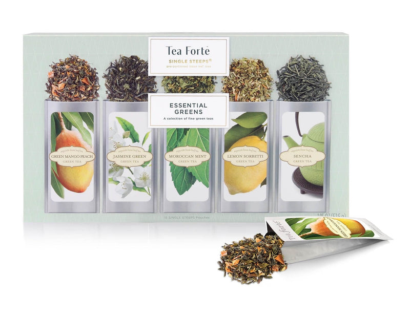 Tea Forte Branded Teas Essential Greens Single Steeps Tea Assortments