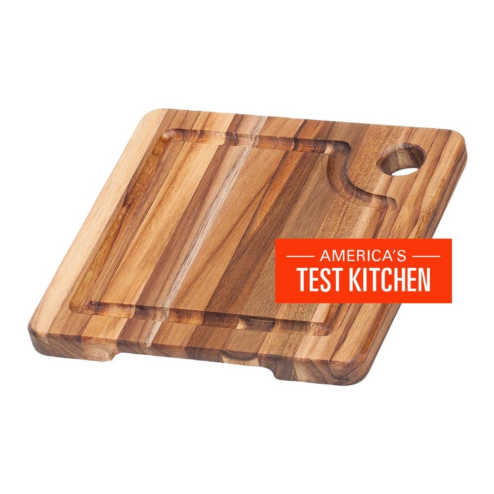 Teakhaus Square Cutting Board with Juice Groove and Serving Hole